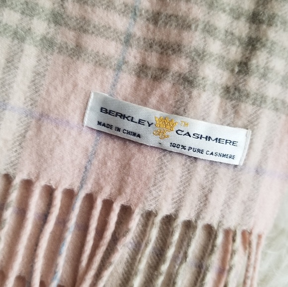 Pink Plaid Cashmere Scarf - Picture 2 of 5